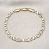 Pulsera Básica 03.213.0353.07 Oro Laminado, Diseño de Mariner, Diamantado, Tres Tonos (Thickness, 8 Inches Length)