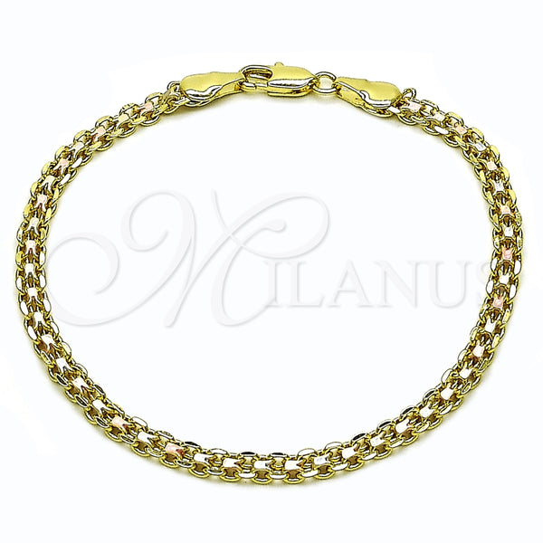 Pulsera Básica 04.213.0263.1.07 Oro Laminado, Diseño de Bismarco, Pulido, Tres Tonos (Thickness, 8 Inches Length)