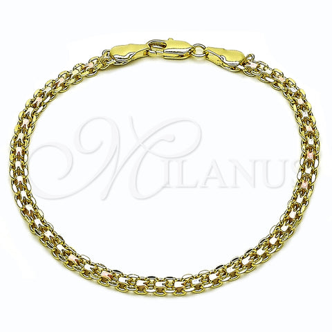Pulsera Básica 04.213.0263.1.07 Oro Laminado, Diseño de Bismarco, Pulido, Tres Tonos (Thickness, 8 Inches Length)
