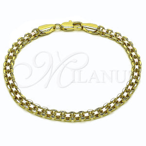 Pulsera Básica 03.213.0354.07 Oro Laminado, Diseño de Bismarco, Pulido, Tres Tonos (Grosor 05 MM, 8 Pulgadas de Largo)
