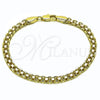 Pulsera Básica 03.213.0354.07 Oro Laminado, Diseño de Bismarco, Pulido, Tres Tonos (Grosor 05 MM, 8 Pulgadas de Largo)
