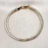 Pulsera Básica 03.213.0355.07 Oro Laminado, Diseño de Cubana, Pulido, Tres Tonos (Grosor 06.5 MM, 8 Pulgadas de Largo)