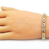 Pulsera Tennis 03.213.0357.07 Oro Laminado, Diseño de Corazón, Diamantado, Tono Dorado (Grosor 08 MM, 7 Pulgadas de Largo)