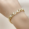 Pulsera Tennis 03.213.0357.07 Oro Laminado, Diseño de Corazón, Diamantado, Tono Dorado (Grosor 08 MM, 7 Pulgadas de Largo)