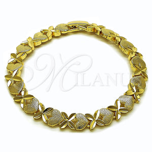 Pulsera Tennis 03.213.0357.07 Oro Laminado, Diseño de Corazón, Diamantado, Tono Dorado (Grosor 08 MM, 7 Pulgadas de Largo)