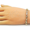 Pulsera Tennis 03.213.0358.07 Oro Laminado, Diseño de Oja, Diamantado, Tono Dorado (Grosor 07.3 MM, 7 Pulgadas de Largo)