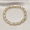 Pulsera Tennis 03.213.0358.07 Oro Laminado, Diseño de Oja, Diamantado, Tono Dorado (Grosor 07.3 MM, 7 Pulgadas de Largo)