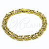 Pulsera Tennis 03.213.0358.07 Oro Laminado, Diseño de Oja, Diamantado, Tono Dorado (Grosor 07.3 MM, 7 Pulgadas de Largo)