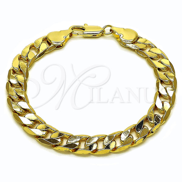 Pulsera Básica 04.213.0299.08 Oro Laminado, Diseño de Cubana, Pulido, Tono Dorado (Thickness, 8 Inches Length)