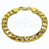 Pulsera Básica 04.213.0299.08 Oro Laminado, Diseño de Cubana, Pulido, Tono Dorado (Thickness, 8 Inches Length)