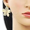 Arete Dormilona 02.213.0819 Oro Laminado, Diseño de Flor, Diamantado, Tono Dorado