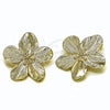 Arete Dormilona 02.213.0819 Oro Laminado, Diseño de Flor, Diamantado, Tono Dorado