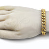 Pulsera Básica 03.435.0001.09 Acero Inoxidable, Diseño de Miami Cubana, Pulido, Tono Dorado (Thickness, 9 Inches Length)