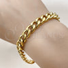 Pulsera Básica 03.435.0001.09 Acero Inoxidable, Diseño de Miami Cubana, Pulido, Tono Dorado (Thickness, 9 Inches Length)