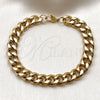Pulsera Básica 03.435.0001.09 Acero Inoxidable, Diseño de Miami Cubana, Pulido, Tono Dorado (Thickness, 9 Inches Length)