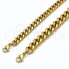 Pulsera Básica 03.435.0001.09 Acero Inoxidable, Diseño de Miami Cubana, Pulido, Tono Dorado (Thickness, 9 Inches Length)