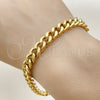 Pulsera Básica 03.435.0002.09 Acero Inoxidable, Diseño de Miami Cubana, Pulido, Tono Dorado (08 MM Thickness, 9 Inches Length)