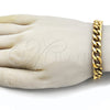 Pulsera Básica 03.435.0003.09 Acero Inoxidable, Diseño de Miami Cubana, Pulido, Tono Dorado (Thickness, 9 Inches Length)
