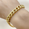Pulsera Básica 03.435.0003.09 Acero Inoxidable, Diseño de Miami Cubana, Pulido, Tono Dorado (Thickness, 9 Inches Length)