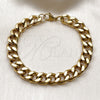 Pulsera Básica 03.435.0003.09 Acero Inoxidable, Diseño de Miami Cubana, Pulido, Tono Dorado (Thickness, 9 Inches Length)