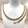 Collar y Pulsera 06.278.0016.1 Acero Inoxidable, Diseño de Miami Cubana, Pulido, Tono Dorado
