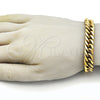Pulsera Básica 03.278.0023.1.09 Acero Inoxidable, Diseño de Miami Cubana, Pulido, Tono Dorado (Thickness, 9 Inches Length)