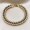 Pulsera Básica 03.278.0023.1.09 Acero Inoxidable, Diseño de Miami Cubana, Pulido, Tono Dorado (Thickness, 9 Inches Length)