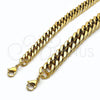 Pulsera Básica 03.278.0023.1.09 Acero Inoxidable, Diseño de Miami Cubana, Pulido, Tono Dorado (Thickness, 9 Inches Length)