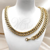 Collar y Pulsera 06.435.0003 Acero Inoxidable, Diseño de Miami Cubana, Pulido, Tono Dorado