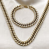 Collar y Pulsera 06.435.0003 Acero Inoxidable, Diseño de Miami Cubana, Pulido, Tono Dorado