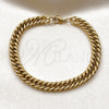 Pulsera Básica 03.435.0004.09 Acero Inoxidable, Diseño de Miami Cubana, Pulido, Tono Dorado (Thickness, 9 Inches Length)