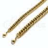 Pulsera Básica 03.435.0004.09 Acero Inoxidable, Diseño de Miami Cubana, Pulido, Tono Dorado (Thickness, 9 Inches Length)