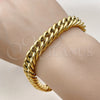 Pulsera Básica 03.278.0019.1.09 Acero Inoxidable, Diseño de Miami Cubana, Pulido, Tono Dorado (Thickness, 9 Inches Length)