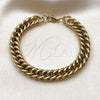 Pulsera Básica 03.278.0019.1.09 Acero Inoxidable, Diseño de Miami Cubana, Pulido, Tono Dorado (Thickness, 9 Inches Length)