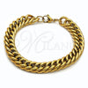 Pulsera Básica 03.278.0019.1.09 Acero Inoxidable, Diseño de Miami Cubana, Pulido, Tono Dorado (Thickness, 9 Inches Length)