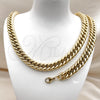 Collar y Pulsera 06.278.0014.1 Acero Inoxidable, Diseño de Miami Cubana, Pulido, Tono Dorado