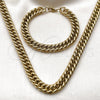 Collar y Pulsera 06.278.0014.1 Acero Inoxidable, Diseño de Miami Cubana, Pulido, Tono Dorado