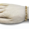 Pulsera Básica 03.256.0014.09 Acero Inoxidable, Diseño de Figaro, Pulido, Tono Dorado (Thickness, 9 Inches Length)
