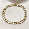Pulsera Básica 03.256.0014.09 Acero Inoxidable, Diseño de Figaro, Pulido, Tono Dorado (Thickness, 9 Inches Length)