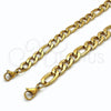 Pulsera Básica 03.256.0014.09 Acero Inoxidable, Diseño de Figaro, Pulido, Tono Dorado (Thickness, 9 Inches Length)