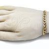 Pulsera Básica 03.256.0012.09 Acero Inoxidable, Diseño de Cubana, Pulido, Tono Dorado (Thickness, 9 Inches Length)