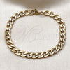 Pulsera Básica 03.256.0012.09 Acero Inoxidable, Diseño de Cubana, Pulido, Tono Dorado (Thickness, 9 Inches Length)