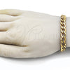 Pulsera Básica 03.256.0013.09 Acero Inoxidable, Diseño de Cubana, Pulido, Tono Dorado (230 Gauge, Thickness, 9 Inches Length)