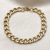 Pulsera Básica 03.256.0013.09 Acero Inoxidable, Diseño de Cubana, Pulido, Tono Dorado (230 Gauge, Thickness, 9 Inches Length)