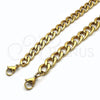 Pulsera Básica 03.256.0013.09 Acero Inoxidable, Diseño de Cubana, Pulido, Tono Dorado (230 Gauge, Thickness, 9 Inches Length)