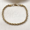 Pulsera Básica 03.435.0005.09 Acero Inoxidable, Diseño de Rope, Pulido, Tono Dorado (Thickness, 9 Inches Length)