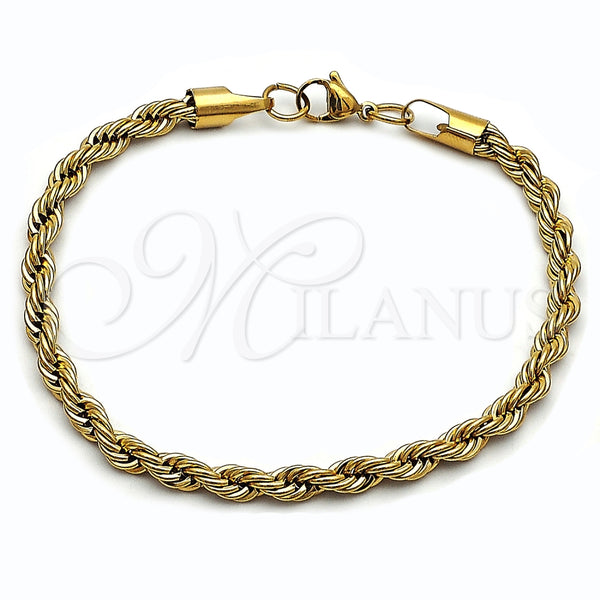 Pulsera Básica 03.435.0005.09 Acero Inoxidable, Diseño de Rope, Pulido, Tono Dorado (Thickness, 9 Inches Length)