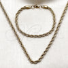 Collar y Pulsera 06.435.0004 Acero Inoxidable, Diseño de Rope, Pulido, Tono Dorado