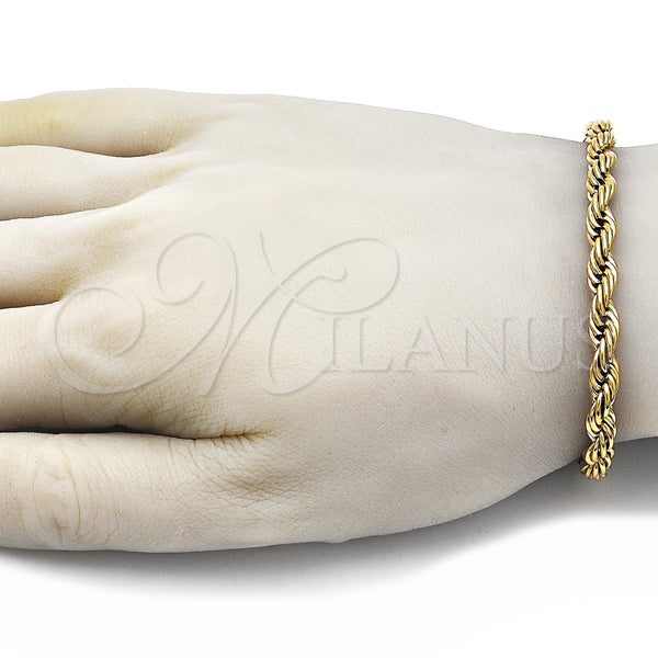 Pulsera Básica 03.278.0012.1.09 Acero Inoxidable, Diseño de Rope, Pulido, Tono Dorado (Thickness, 24 Inches Length)
