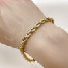 Pulsera Básica 03.278.0012.1.09 Acero Inoxidable, Diseño de Rope, Pulido, Tono Dorado (Thickness, 24 Inches Length)
